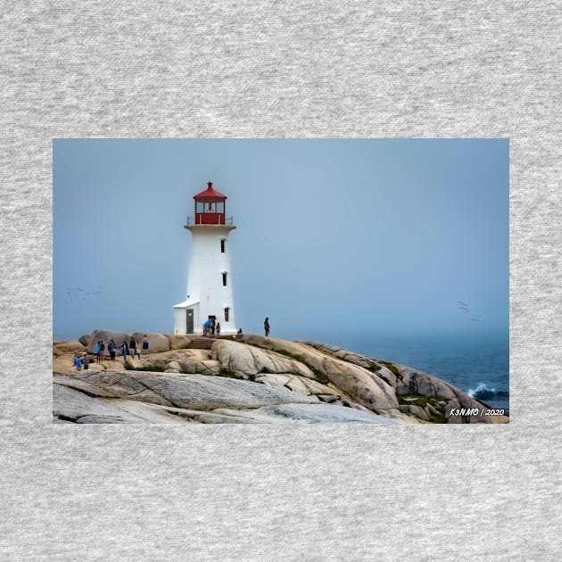 Peggys Cove Lighthouse on a Foggy Summer 's Day by kenmo